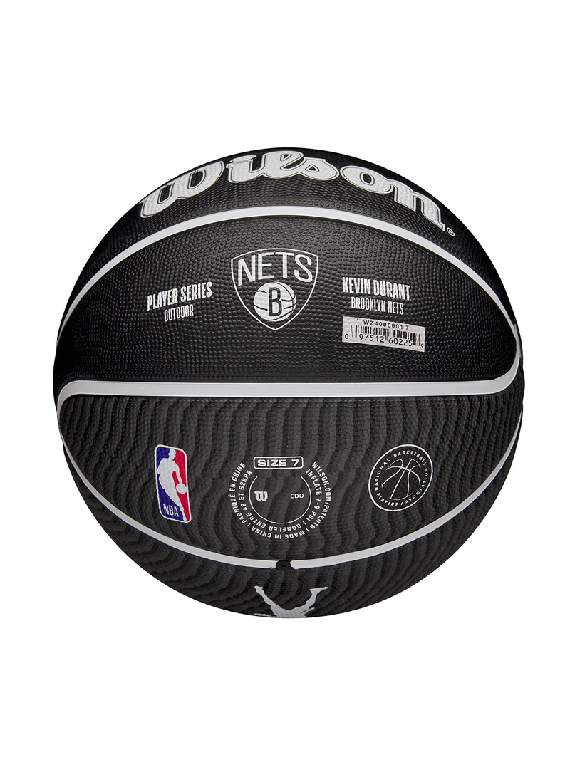 Wilson NBA Player Icon Outdoor Basketball - Durant - Size 7 for +12 years old and Adults - Black/White