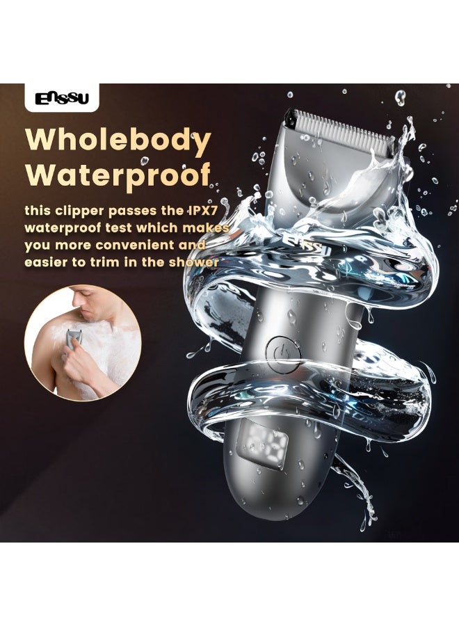 ENSSU Hair Clipper for Men, Beard Trimmer with Safe Ceramic Blade, Rechargeable Electric Body Care Shaver for Men (Gray with Charging Stand) - Image 5