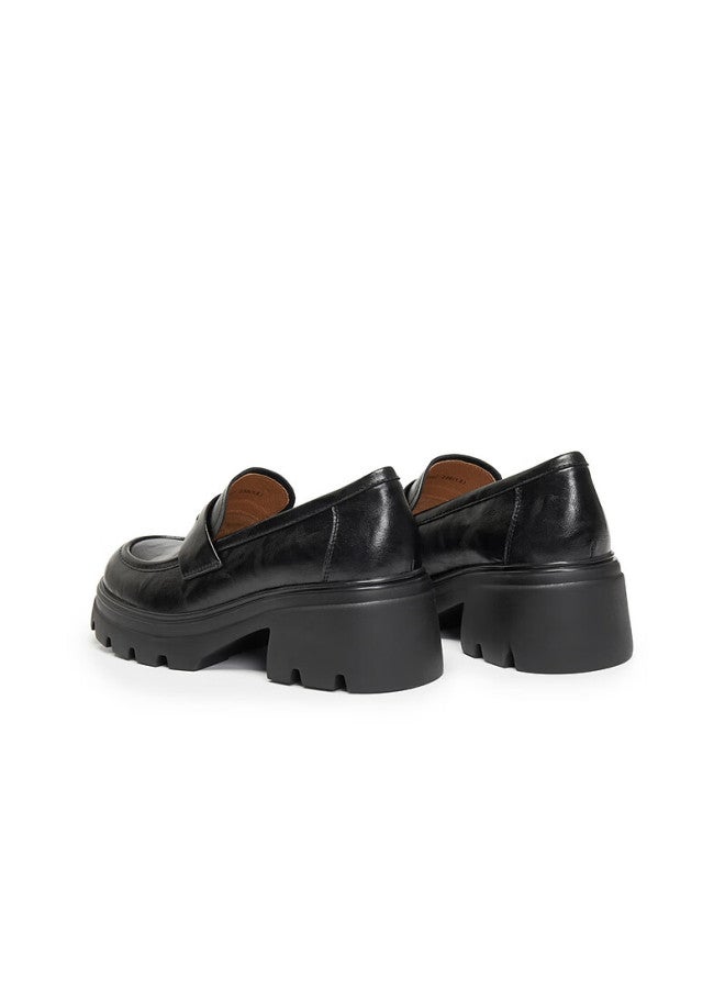 Belle Women's Loafers British Style Small Leather Shoes Autumn Commuter Flats Jd007cm5 Black Matte Size 38 - Image 3