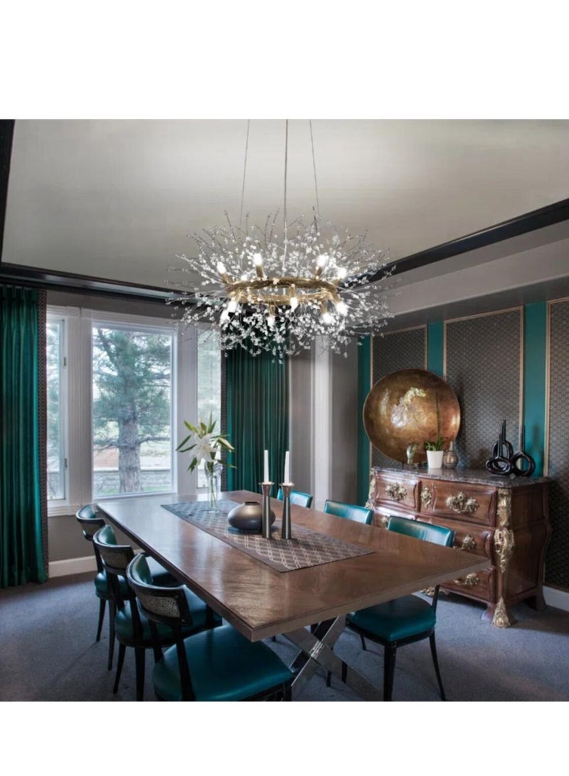 GEADI Adjustable Round Dandelion Crystal Chandelier 12 Light Living Room Dining Room Bedroom Lamps  - Image 5