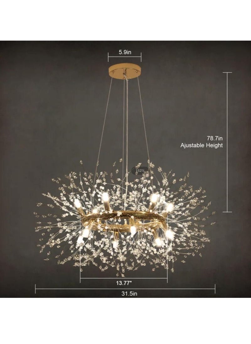 Adjustable Round Dandelion Crystal Chandelier 12 Light Living Room Dining Room Bedroom Lamps - pzsku/Z7EF2B5034CE7E5524A36Z/45/_/1689087715/3cc63113-b239-47c9-9a2e-b9862539587f