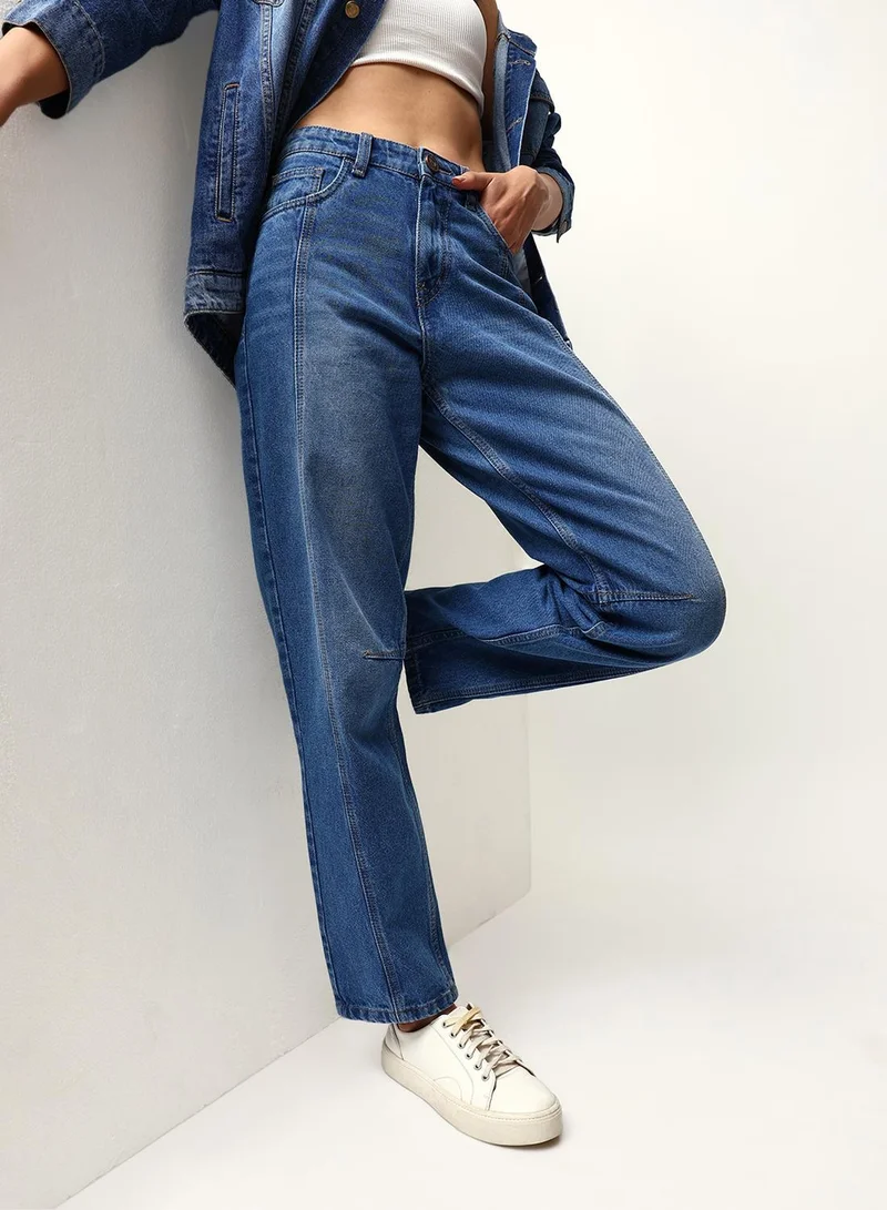 هاي ستار جينز نسائي قطن % أزرق نيلي بقصة فضفاضة