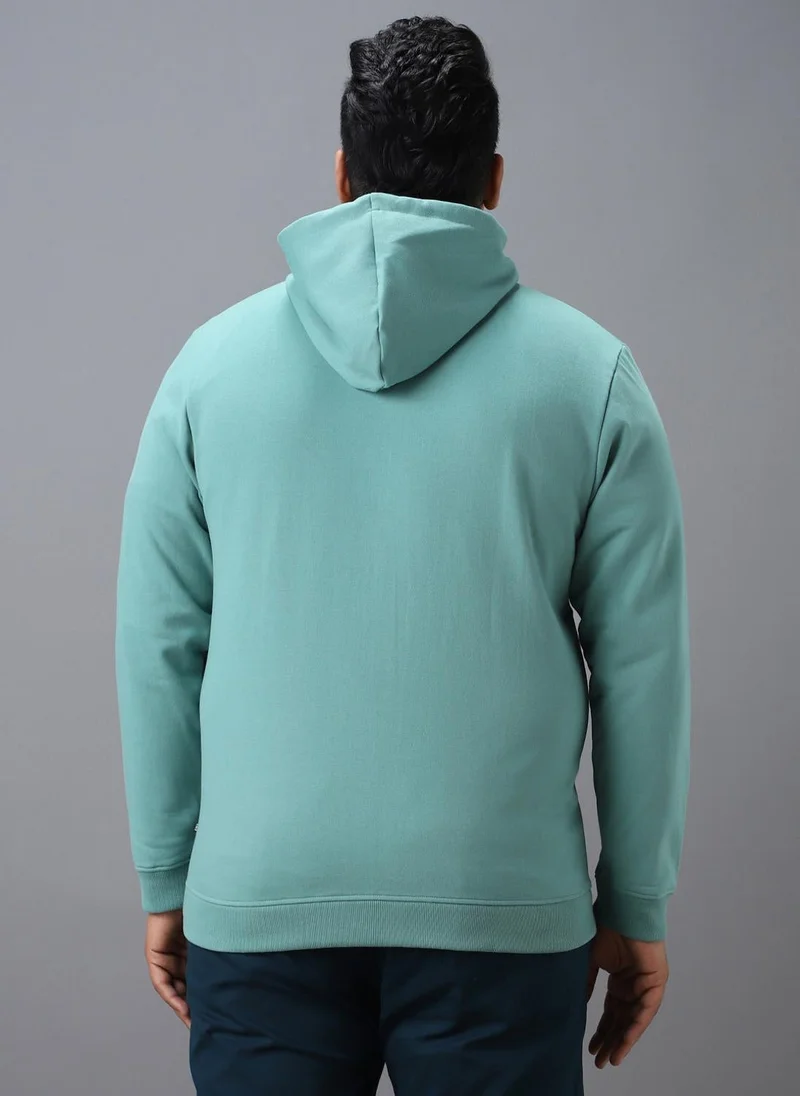 Urbano Fashion  Urbano Plus Men's Green Cotton Solid Zippered Hooded Neck Sweatshirt for Men | Best Price UAE