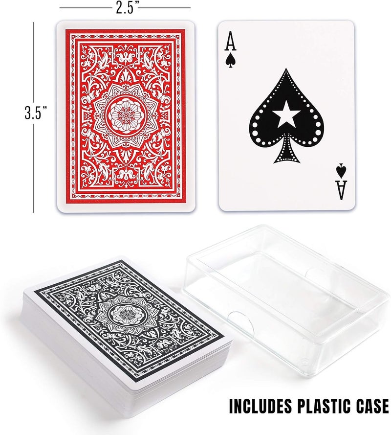 LotFancy Waterproof Playing Cards, 100% Plastic, 2 Decks of Cards with Cases, for Pool Beach Water Card Games, Magic Trick Props, Poker Size Standard Index, Black & Red - Image 5