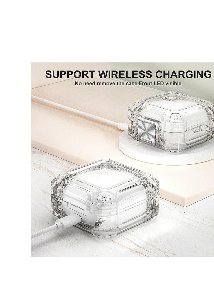 Clear Case For Samsung Galaxy Buds FE/Galaxy Buds 2 Pro/Galaxy Buds 2/Galaxy Buds Pro/Galaxy Buds Live Case with Front Secure Lock &Keychain -Clear
