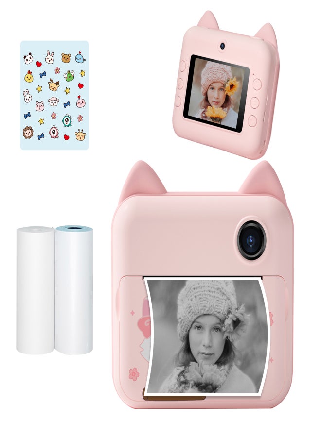 P1 Kids Camera 32GB Children Instant Camera Photo Printer 2.4 inch IPS Screen Christmas Birthday Gifts for Girls with Printing Paper Support WIFI Transmissin Applicable to Self-adhesive Photo Paper - Image 1