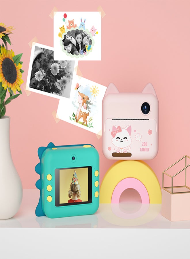 P1 Kids Camera 32GB Children Instant Camera Photo Printer 2.4 inch IPS Screen Christmas Birthday Gifts for Girls with Printing Paper Support WIFI Transmissin Applicable to Self-adhesive Photo Paper - Image 2