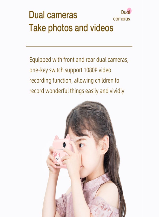 P1 Kids Camera 32GB Children Instant Camera Photo Printer 2.4 inch IPS Screen Christmas Birthday Gifts for Girls with Printing Paper Support WIFI Transmissin Applicable to Self-adhesive Photo Paper - Image 4