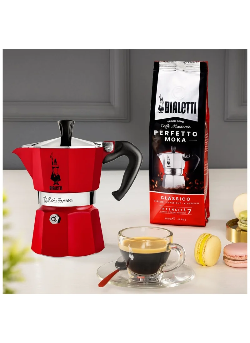 بياليتي Moka Express Espresso Maker Red 3 Cups