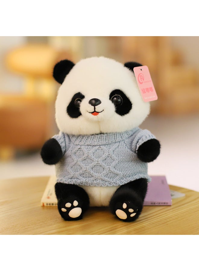 Cute Panda Dolls Wearing Clothes Plush Toys Friend Gifts From Sichuan Travel Souvenir Claw Machine Dolls Soft Short Fur Panda-Specifications:blue Sweater-Color:28cm Gift Bag  - Image 1
