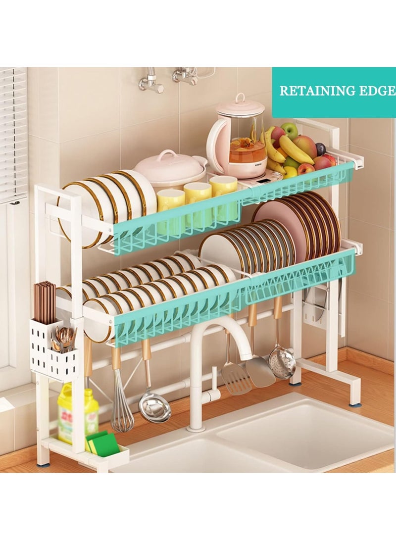 Scrolls 62 – 97 CM Length Adjustable Over The Sink Dish Rack Extra Heavy Duty Adjustable Length Large Dish Drying Stand Drainer with Utensil Holder for Kitchen Countertop Organizer - Image 3