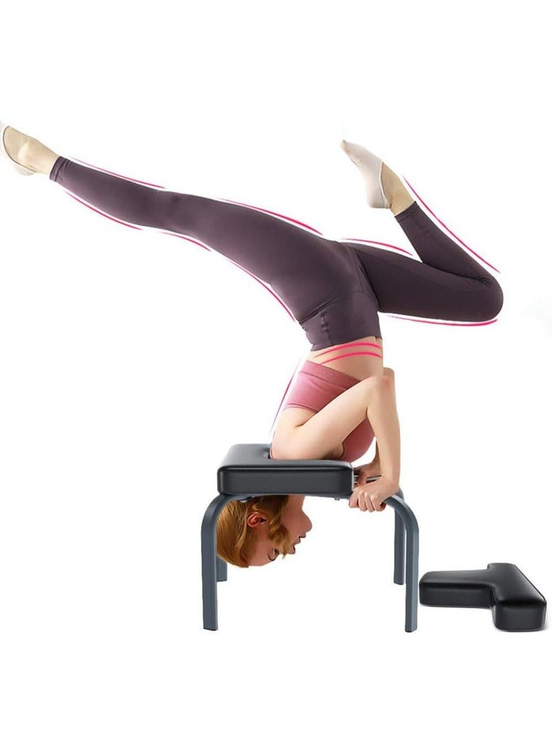 NIUB Yoga Inversion Bench, Multifunctional Yoga Headstand Stool, Wood Frame and PU Pads, Upside Down Chair for Balance Training Core Strength, Ideal for Home Workout, Fitness and Gym - Image 5