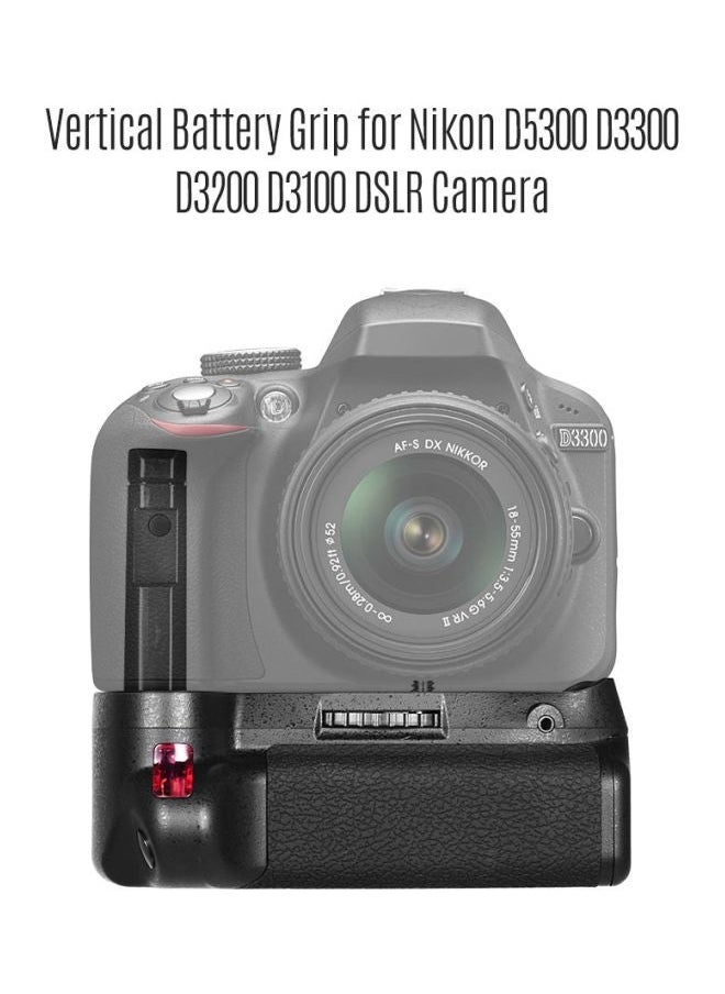NIBEMINENT - Replacement Vertical Battery Grip With Remote Control For Nikon D5300/D3300/D3200/D3100/DSLR Camera Black/Silver - Image 1
