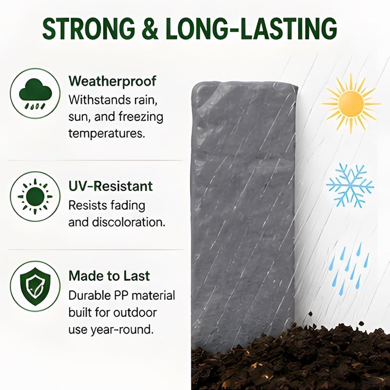 Plastic Garden Fence 10Pcs Grey Interlocking System - Weatherproof Durable PP Material No Dig Installation Plastic Retaining Edging for Lawn Flower Bed Yard Path Landscaping Projects - Image 3