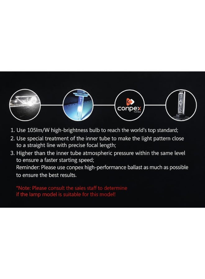 Conpex HID Xenon Headlight Bulb 5500K Super White Light High Brightness Long Range Beam Accurate Focus Fast Start Technology Long Lifespan Replacement Bulb for Enhanced Night Driving - Image 2