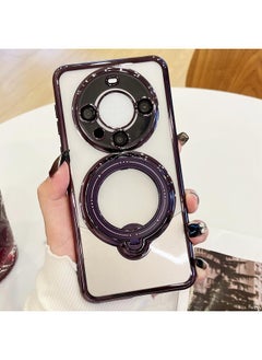 For Huawei Mate 60 Pro / 60 Pro+ Electroplating MagSafe 360 Degree Rotation Holder Shockproof Phone Case(Dark Purple)