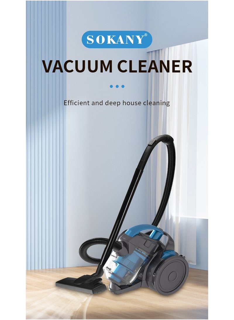 Multi-cyclonic Bagless Corded Canister Vacuum Cleaner with 6 Stage Filtration 2600W Max Power 1.8L 15 kpa Suction Power, SK-3381 (Blue)