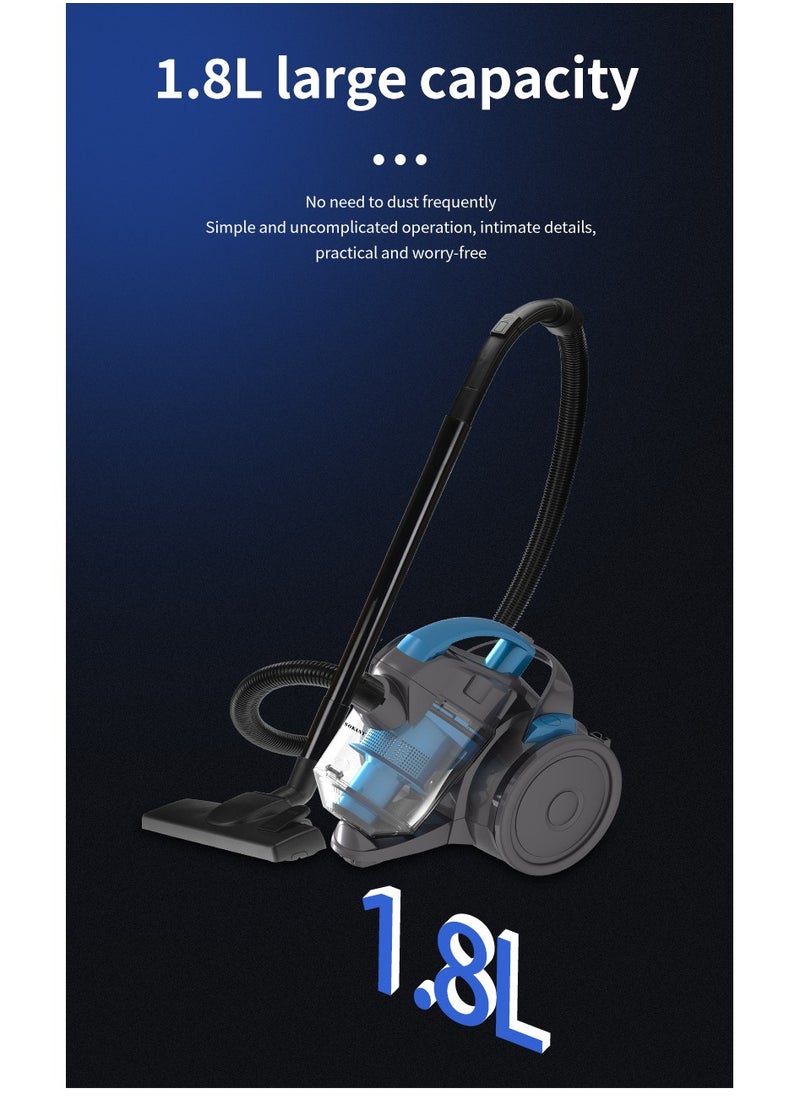 Multi-cyclonic Bagless Corded Canister Vacuum Cleaner with 6 Stage Filtration 2600W Max Power 1.8L 15 kpa Suction Power, SK-3381 (Blue)