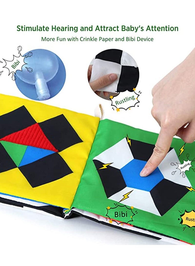 واي آند دي Soft Baby Books High Contrast Black and White Non-toxic Fabric Touch Feel Crinkle Cloth Early Educational Stimulation Toys for Infants Toddlers, Girl Boy Gift - Image 5