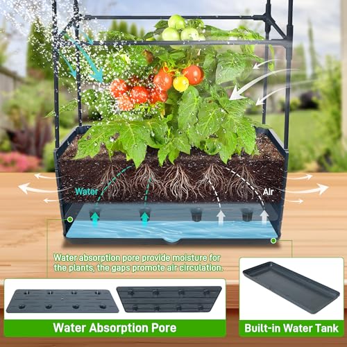Biotolot 2 Packs Raised Garden Bed Tomato Planter Box with Trellis 434 SelfWatering Tomato Cage with Rectangular Trellis for Climbing Plants Flowers Vegetables Vine in Patio Garden Indoor Outdoor - Image 3