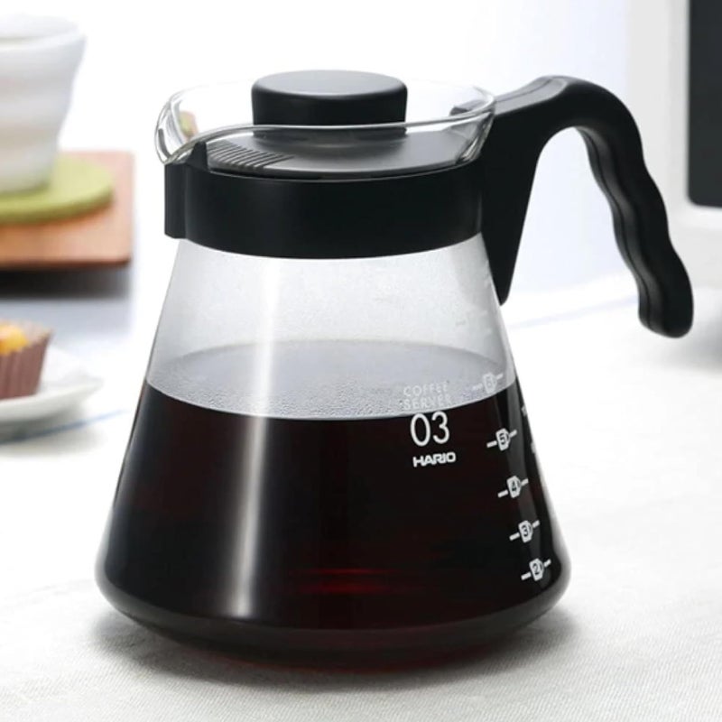 هاريو V60 إبريق زجاجي لتحضير القهوة بالصب آمن للاستخدام في الميكروويف سعة 700 مل، أسود - Image 2