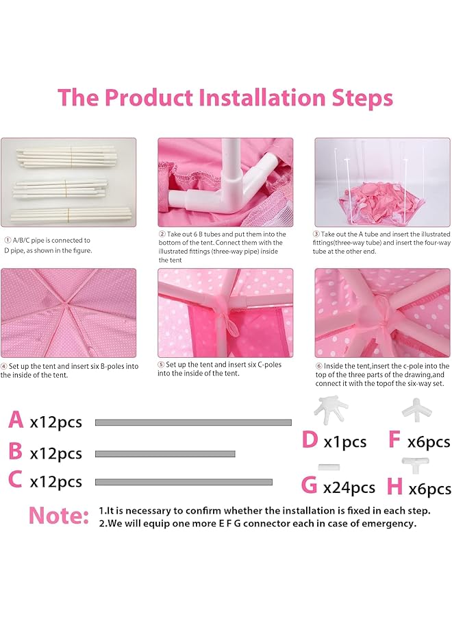 جو تو كامبس خيمة لعب على شكل قلعة الأميرة للبنات، مناسبة للاستخدام الداخلي والخارجي، مقاس 140×135×140 سم | خيمة أطفال سداسية الشكل على شكل قلعة الأميرة | خيمة لعب للأطفال، هدية عيد ميلاد للبنات - Image 5