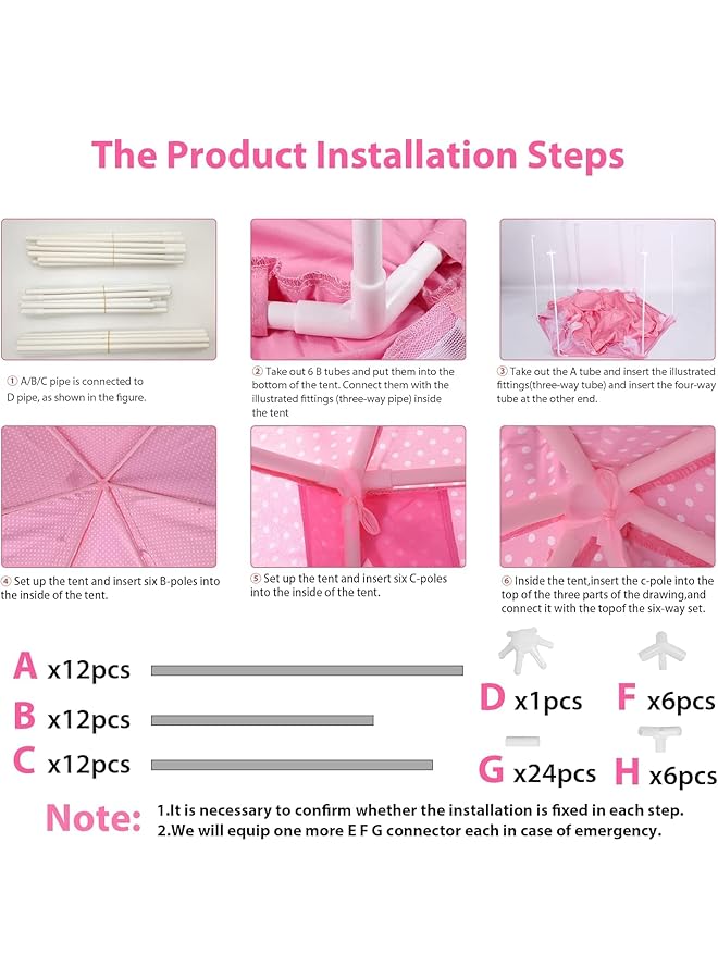 جو تو كامبس خيمة لعب على شكل قلعة الأميرة للبنات، مناسبة للاستخدام الداخلي والخارجي، مقاس 140×135×140 سم | خيمة أطفال سداسية الشكل على شكل قلعة الأميرة | خيمة لعب للأطفال، هدية عيد ميلاد للبنات - Image 4