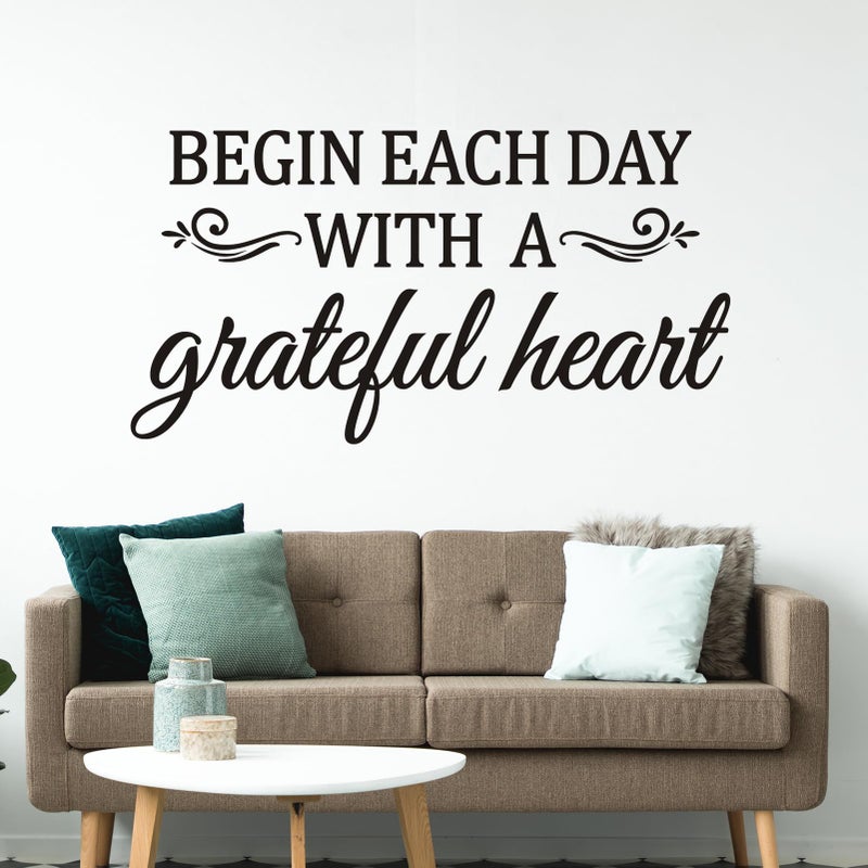 VODOE Inspirational Family Quotes Wall Stickers: Home Vinyl Art Wall Decals for Living Room Kitchen - Begin Each Day 21" X 11" - Image 5