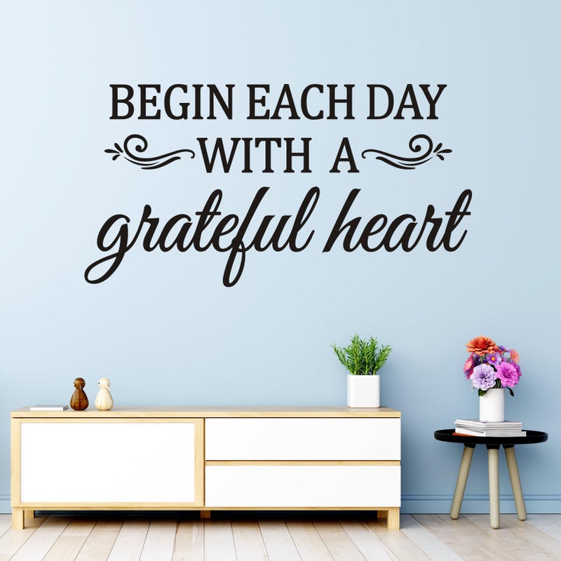 VODOE Inspirational Family Quotes Wall Stickers: Home Vinyl Art Wall Decals for Living Room Kitchen - Begin Each Day 21" X 11" - Image 4