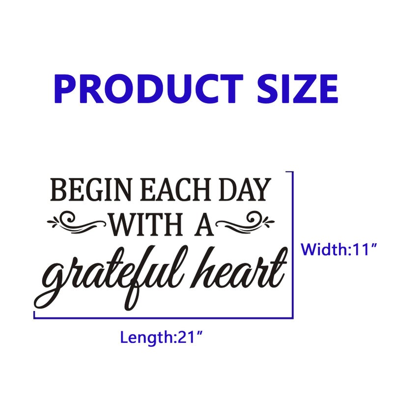 VODOE Inspirational Family Quotes Wall Stickers: Home Vinyl Art Wall Decals for Living Room Kitchen - Begin Each Day 21" X 11" - Image 3