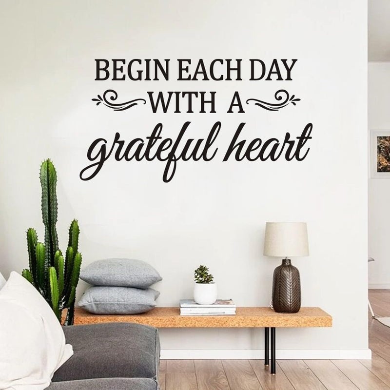 VODOE Inspirational Family Quotes Wall Stickers: Home Vinyl Art Wall Decals for Living Room Kitchen - Begin Each Day 21" X 11" - Image 1