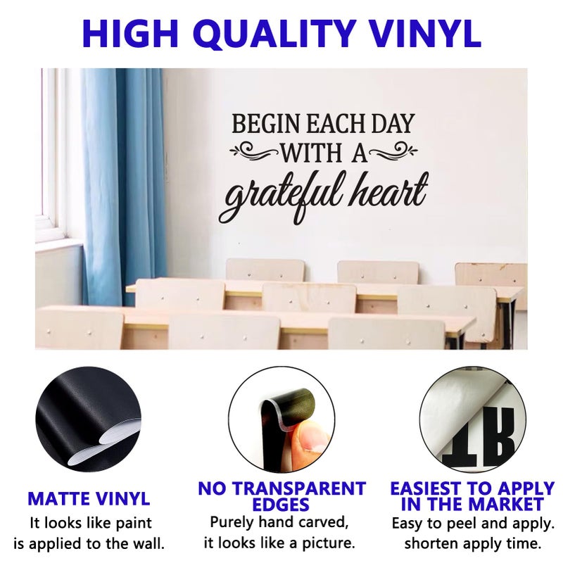 VODOE Inspirational Family Quotes Wall Stickers: Home Vinyl Art Wall Decals for Living Room Kitchen - Begin Each Day 21" X 11" - Image 2