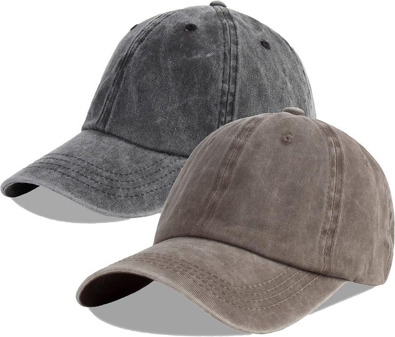 LANGZHEN Unisex Baseball Cap 100% Cotton Fits Men Women Washed Denim Adjustable Dad Hat - Image 1