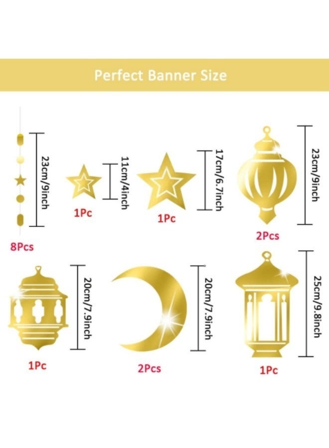 GGEROU 17Pcs Eid Mubarak Banner, Ramadan Banner,DIY Eid Mubarak Decorations, Black and Gold Eid Mubarak for Eid Decorations, for Home Ramadan Eid Decorations - Image 3