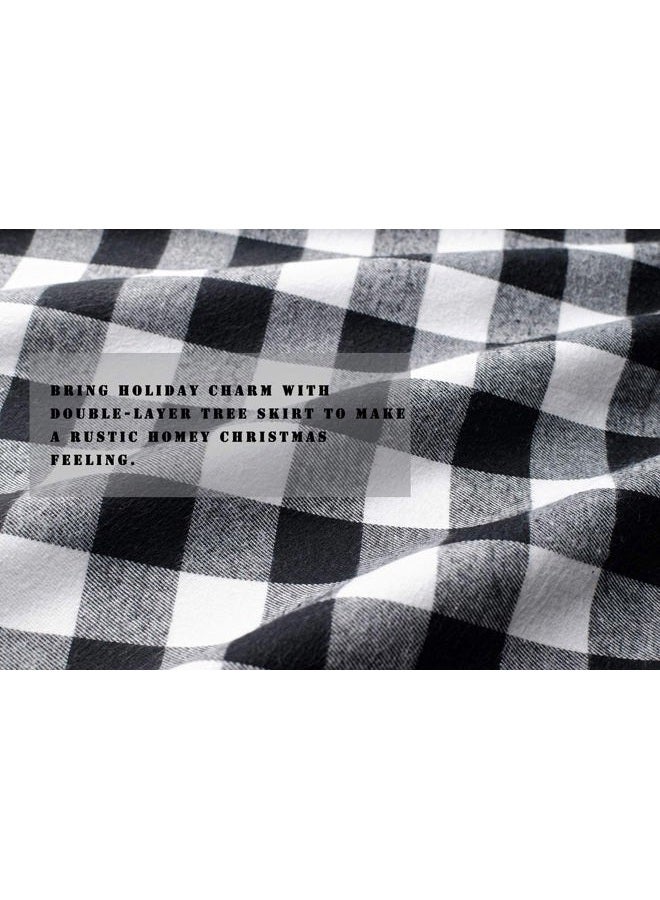 CHICHIC 48 Inch Buffalo Plaid Tree Skirt Christmas Tree Skirt Buffalo Check Tree Skirt Black and White Buffalo Plaid Tree Skirt Xmas, Double Layers for Christmas Party Decorations Holiday Ornaments - Image 4