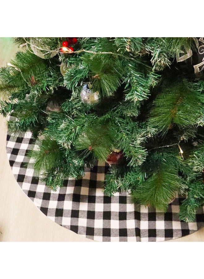 CHICHIC 48 Inch Buffalo Plaid Tree Skirt Christmas Tree Skirt Buffalo Check Tree Skirt Black and White Buffalo Plaid Tree Skirt Xmas, Double Layers for Christmas Party Decorations Holiday Ornaments - Image 2