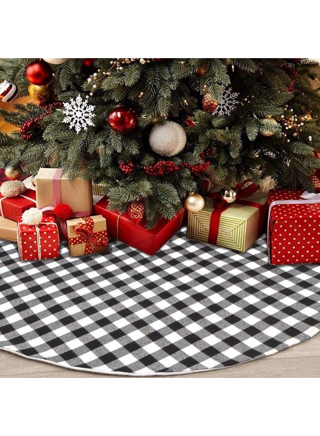 CHICHIC 48 Inch Buffalo Plaid Tree Skirt Christmas Tree Skirt Buffalo Check Tree Skirt Black and White Buffalo Plaid Tree Skirt Xmas, Double Layers for Christmas Party Decorations Holiday Ornaments - Image 1