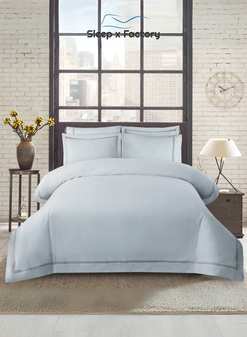 Sleep x Factory Luxury Cotton Satin Hotel Bedding Set – Embroidered – 6 Pieces – Without Filling - Image 1