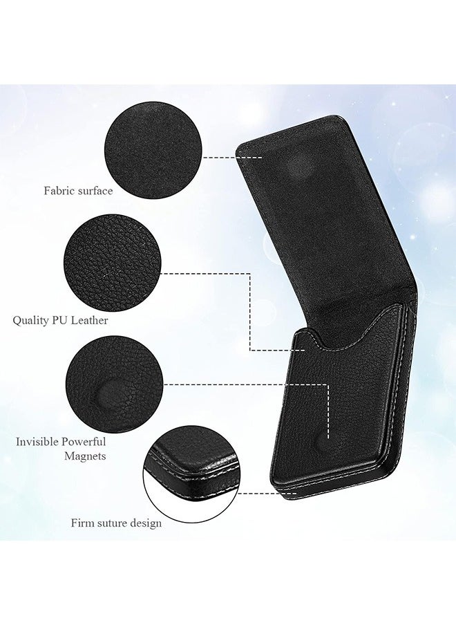 Zoreya - Leather Business Card Holder, Pocket Business Name Card Holder, Magnetic Shut Credit Card ID Case (Black) - Image 1