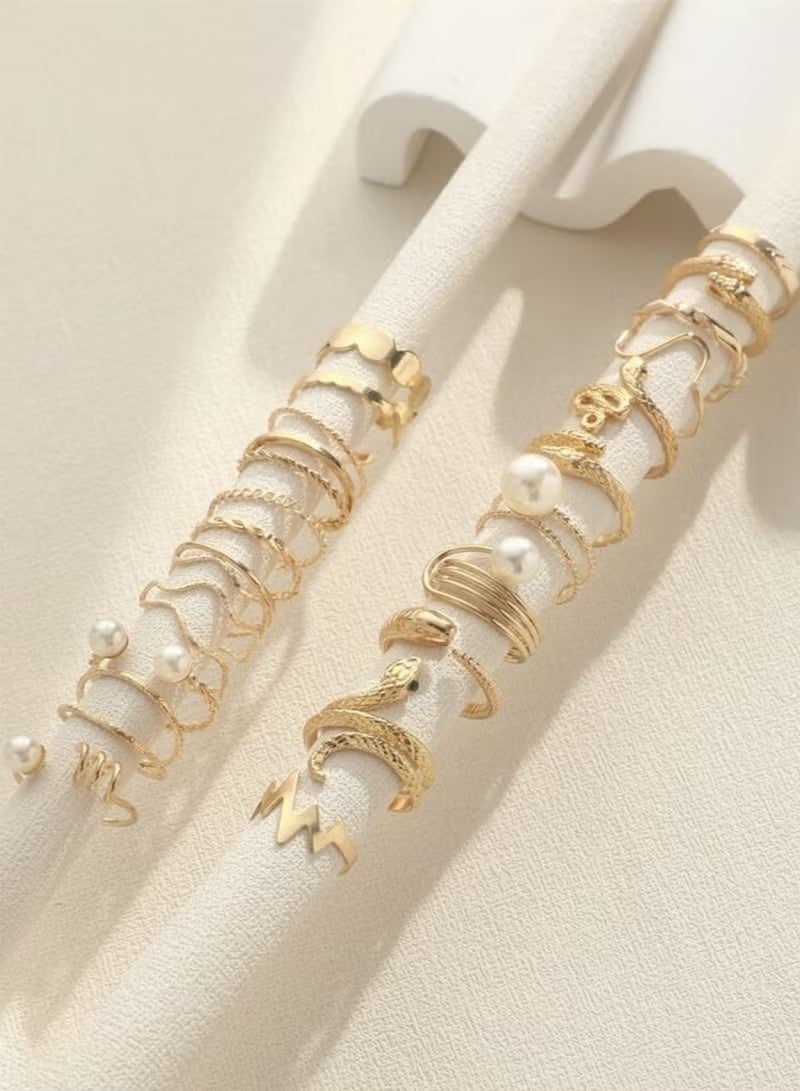 23pcs مجموعة حلقة لؤلؤة فو ، مجموعة هندسية متعددة العناصر