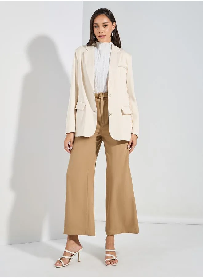 ستايلي Regular Fit Longline Blazer with Flap Detail