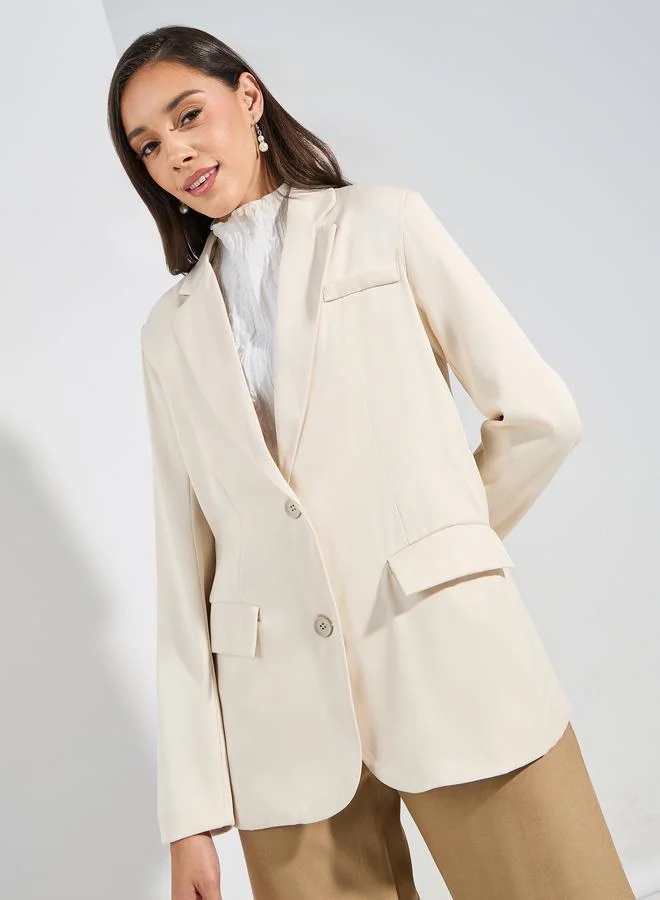 Styli Regular Fit Longline Blazer with Flap Detail