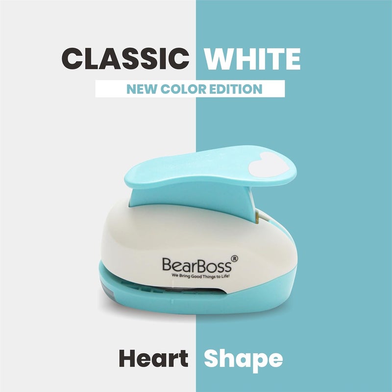 BearBoss Heart Paper Punch, Handmade Scrapbook Paper Puncher, Different Size of Scrapbooking Punches Crafting Designs for Office Supplies, Card Making, DIY Albums Photos, Classic White - Image 2