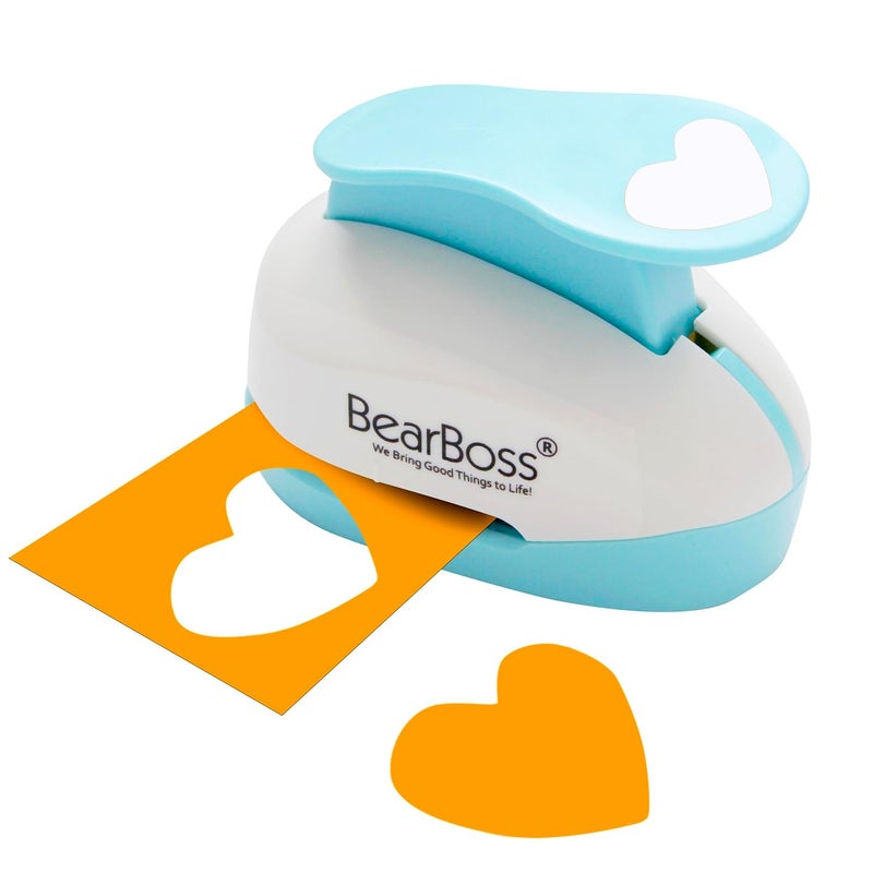 BearBoss Heart Paper Punch, Handmade Scrapbook Paper Puncher, Different Size of Scrapbooking Punches Crafting Designs for Office Supplies, Card Making, DIY Albums Photos, Classic White - Image 1