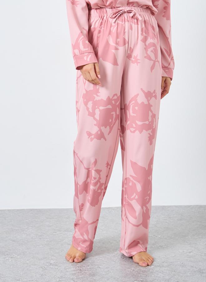Styli Large Scale Tonal Floral Print Shirt and Pyjama Set - Image 5