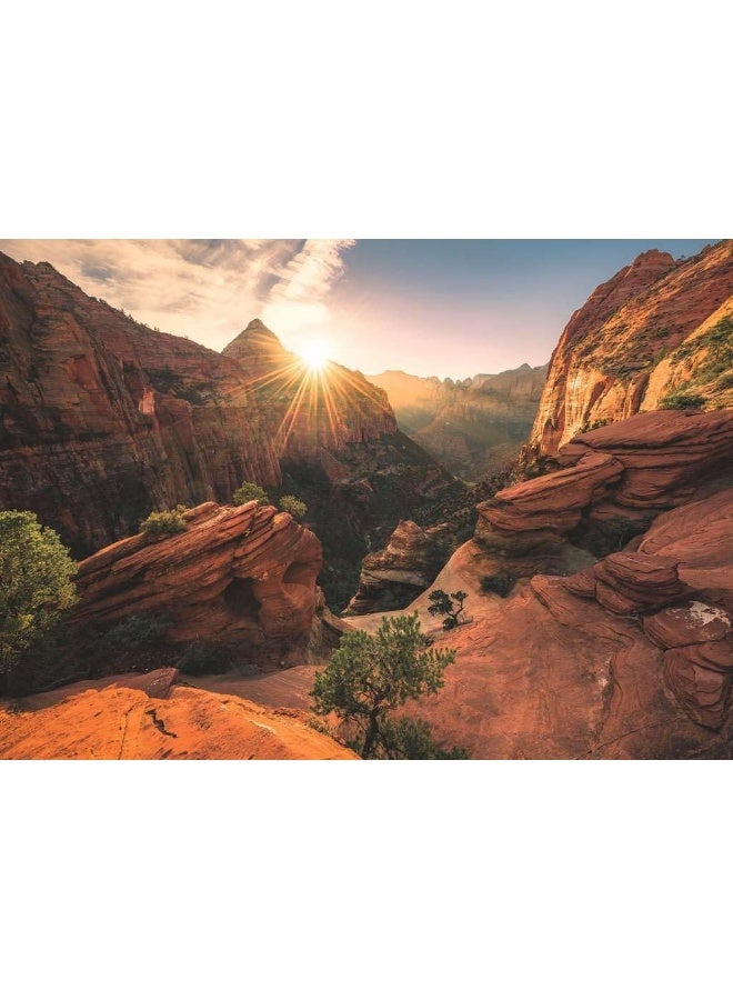 Ravensburger Zion Canyon USA 1000‑Piece Jigsaw Puzzle – 70×50 cm Premium Soft‑Click Fit & Anti‑Glare Linen‑Textured Paper for Ages 12+ – Dramatic Canyon Landscape | 16754‑8 - Image 2