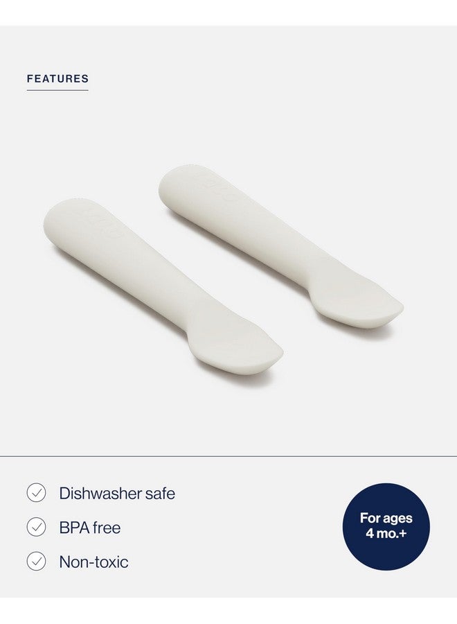 Lalo Little Spoon Set - 2 Piece Baby Spoons Set for Infants & Babies - Made From Food Grade Silicone Dishwasher Safe - Baby Feeding Essentials for Early Stage Mealtime - Oatmeal - Image 3