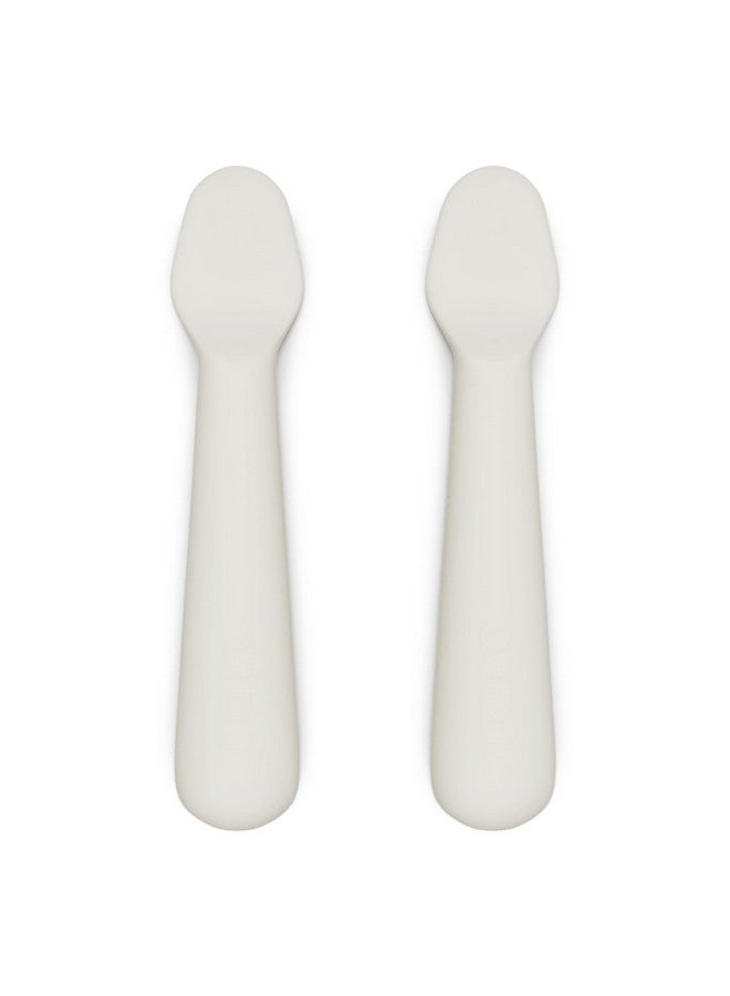 Lalo Little Spoon Set - 2 Piece Baby Spoons Set for Infants & Babies - Made From Food Grade Silicone Dishwasher Safe - Baby Feeding Essentials for Early Stage Mealtime - Oatmeal - Image 1