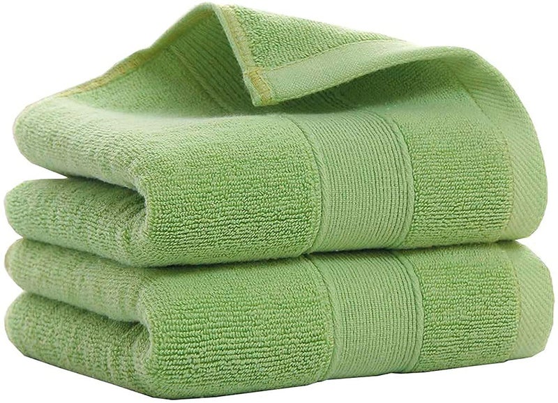 Welfic Bamboo Cotton 500 GSM Ultra Soft Hand Gym Workout Towel 2 Green - Image 1