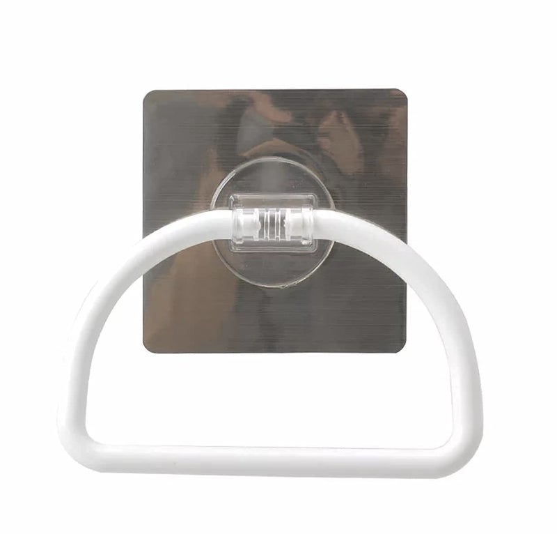 Zeinwap Magic Sticker Series Self Adhesive Plastic Towel Ring for Bathroom and Kitchen-White(Pack of 1) - Image 3